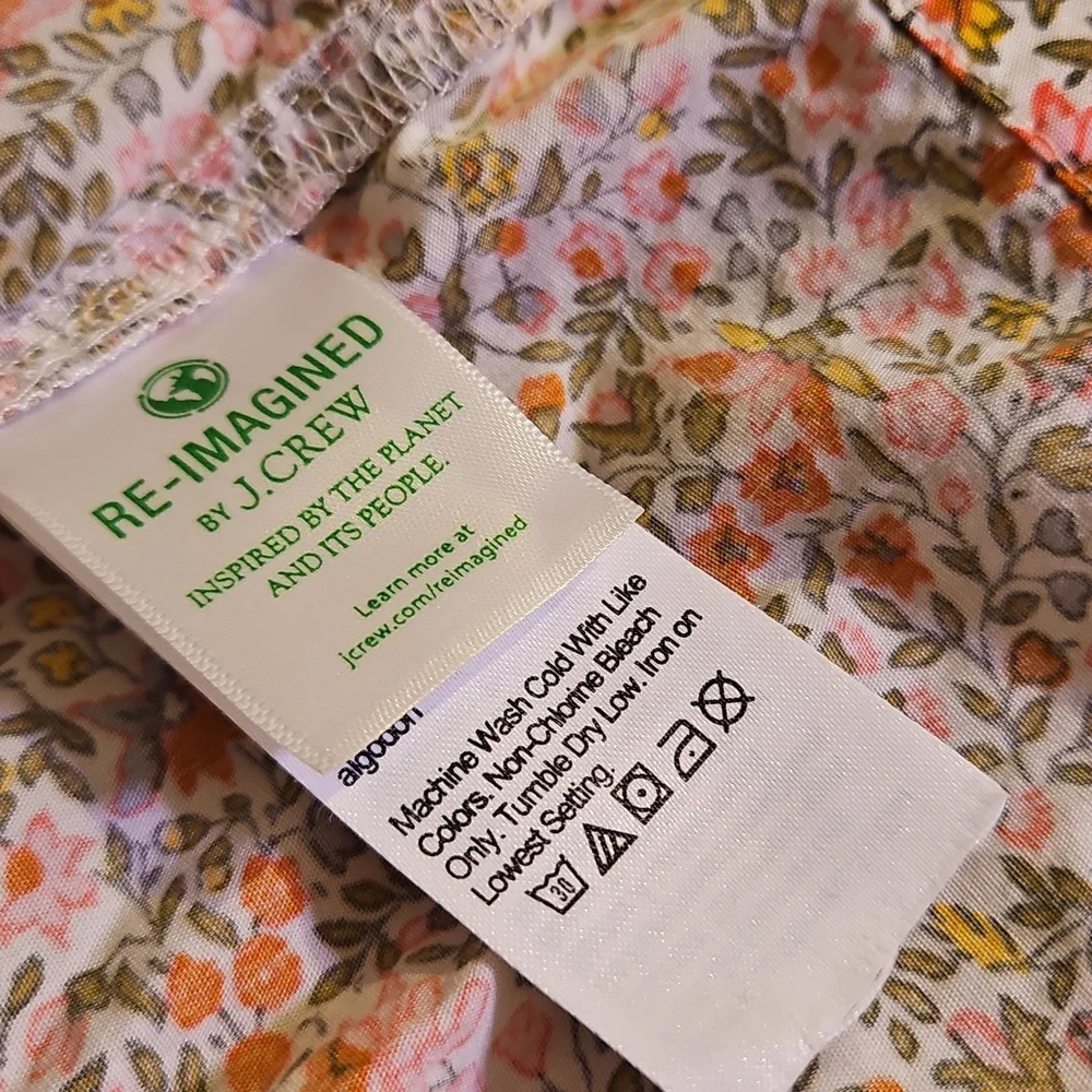 J.Crew Cotton Cinched waist puff sleeve nap dress scattered blooms cottagecore M